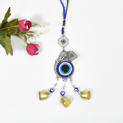 Evil Eye With Elephant Hanging With Bells Wind Chimes Wall Decor Hanging Lucky Pendant Protection Charm