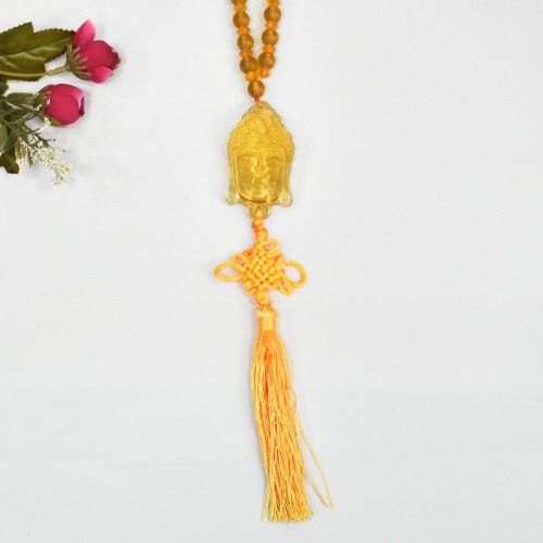 Gautam Buddha Tibetan Wind Chime Resham Thread Car Rear View Mirror Decor Ornament | Talisman | Amulet