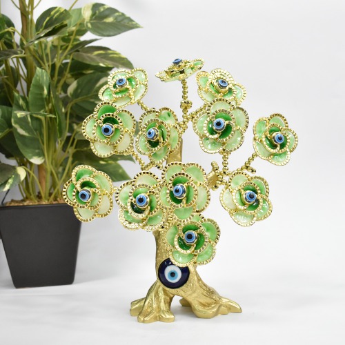 Blue Evil Eye Green Flower Fortune Tree For Home Decor