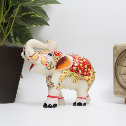 Red Colour Meenakari Work Elephant Showpiece for Home Decor | Elephant Decorative Items for Home