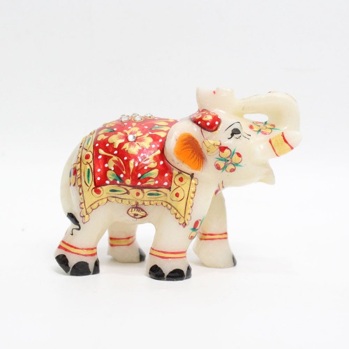 Small Red Colour Meenakari Work Elephant Showpiece for Home Decor | Elephant Decorative Items for Home