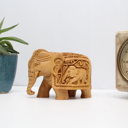 SandWood Elephant Down Trunk Statue Elephant Design Carving Figurine Showpiece Gifts For Home Decor | Decor | Office Decor