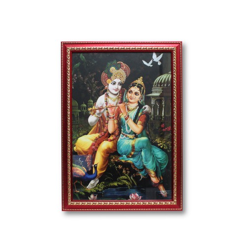 Radha Krishna With Peacock Bhagwan Frame Kishan Kanhaiya For Home Office Decor Temple Mandir Decoration