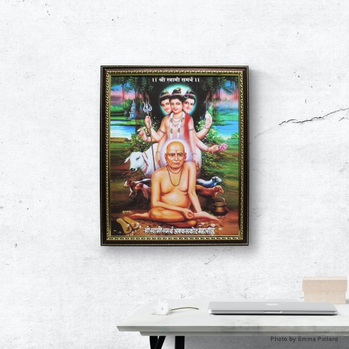 Golden Zari Work Photo Of Swami Samarth In Golden Frame Big (22 X 18 Inches) Religious Frame