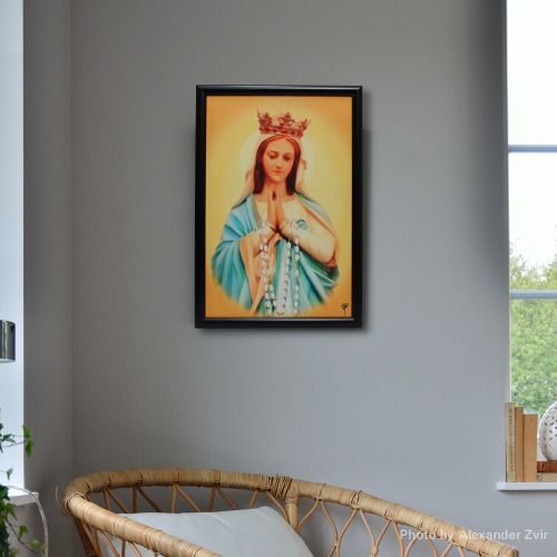 Black Frame With Mother Mary Photo Frame ( 19 x 13 inches )