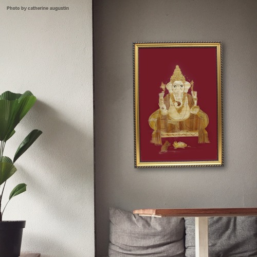 Frame Structure Ganpati Wooden Goddess Frame | Ganpati Frame For Home Office