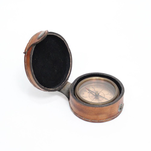 Solid Brass Vintage Fully Functional Compass with Leather Case| Antique Things