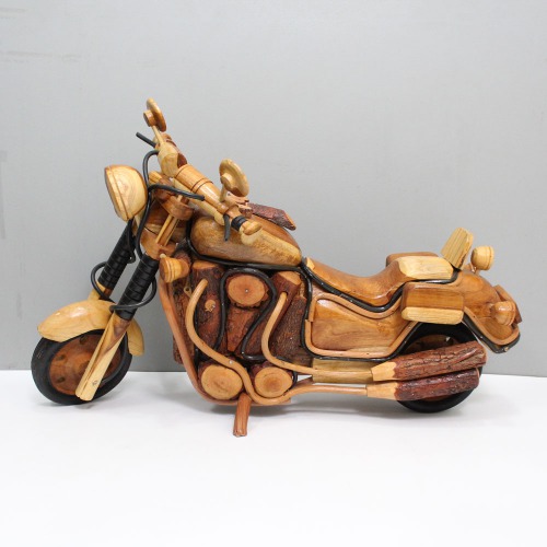 Handcrafted Wooden Bullet Bike Motorcycle /Antique Decorative Showpiece/Gifts Items (Brown) 13 inch