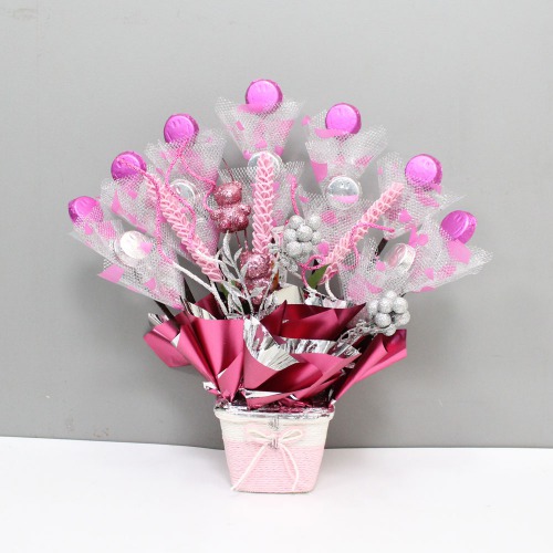 Elegant Pink Homemade Chocolate Bouquet | Chocolate Hamper| Chocolate Bouquet