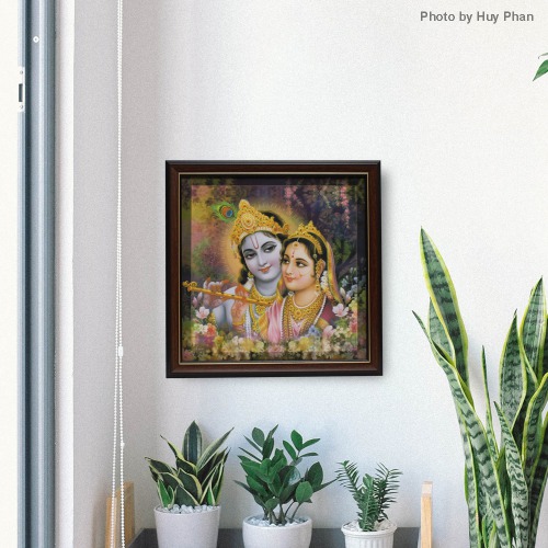 Bhagwan Radha Krishna Painting With Frame Wall Art | Multicoloured | Traditional