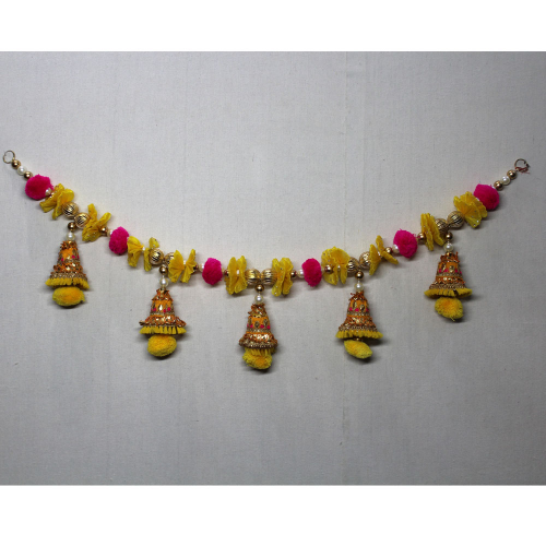 Bell Toran with Wool Pom Pom Balls and Beads | Ghanti Toran | Diwali Special Toran | Diwali Entrance Decoration | For Diwali, Party, House Warming etc