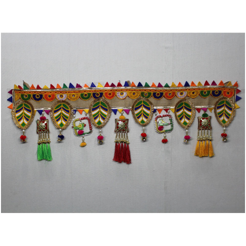 Colourful Jute Paan & Parrot Toran for Main Door Online | Door Hanging Toran Online | For Diwali entrance decoration, Party, House Warming etc