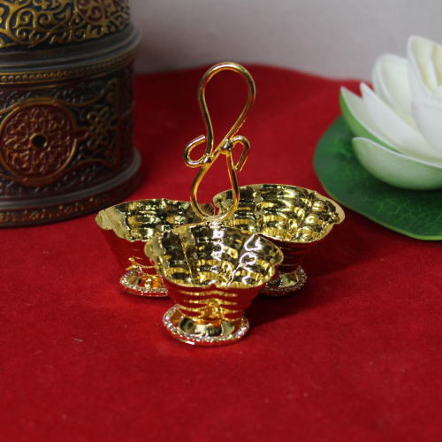 24k Gold Plated Brass Haldi Kumkum Holder