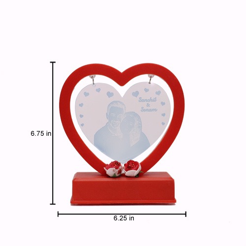 Heart Shape Plaque With LED Lights | Customised LED Photoframe with Personalized Photo Frames For Home & Bedroom Decorative Light Frame Set