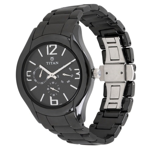 Black Dial Black Ceramic Strap Men's Watch | NH90018KC01J - TI