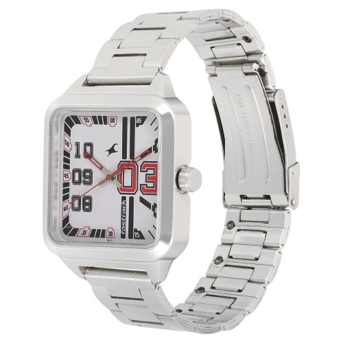 Fastrack Varsity White Dial Stainless Steel  Strap Men's Watch | 3179SM01