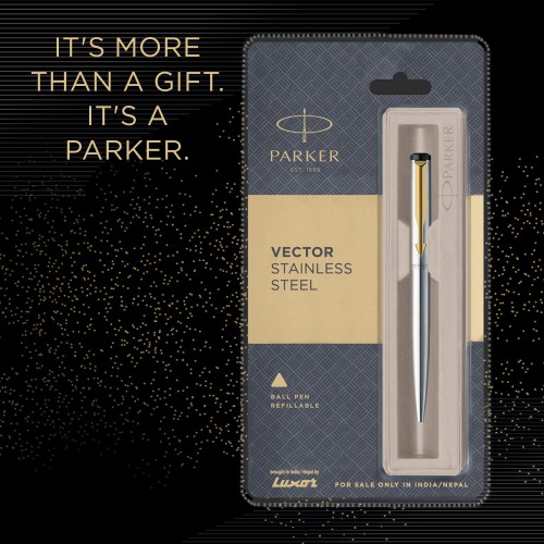 Parker Vector CT Ball Pen | Stainless Steel | Best Ball Pens for Smooth Writing | Gifting Pens | Premium Ball Pens | Pen For Office Use