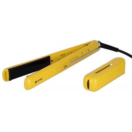 VITEK VT-2312 Y-I Hair Straightener With Protective Cap & Aqua Ceramic Coating - Max 220º C With LED Indicator (Yellow)