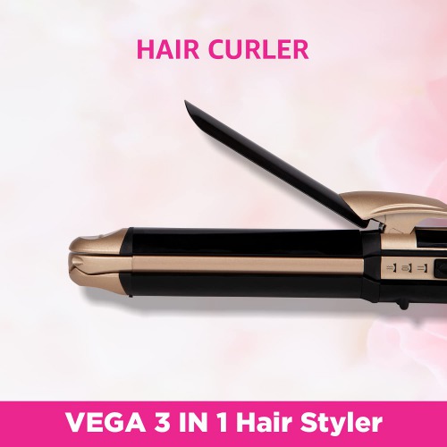 VEGA 3 in 1 Hair Styler, Straightener, Curler & Crimper (VHSCC-01), Black