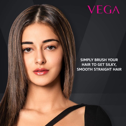 VEGA X-Look Hair Straightening Brush With Ionic & Anti-Sclad Technology & Adjustable Temperature (VHSB-02), Black