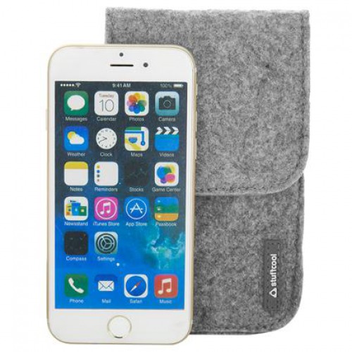 Stuffcool Felt Pouch with Magnetic Button Closure for up-to 5.5 Inch Smartphones, Grey