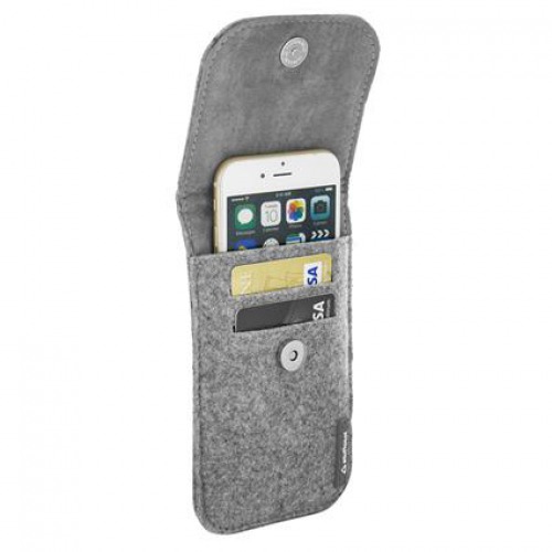 Stuffcool Felt Pouch with Magnetic Button Closure for up-to 5.5 Inch Smartphones, Grey