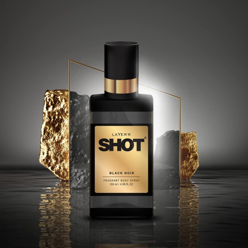 Layerr Shot Black Noir | Long Lasting Body Spray | for Men | 130 ml