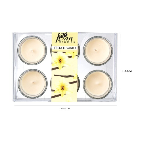 Pan Aromas Votive Glass Candle for Home & Office, Outdoor Decoration- French Vanilla