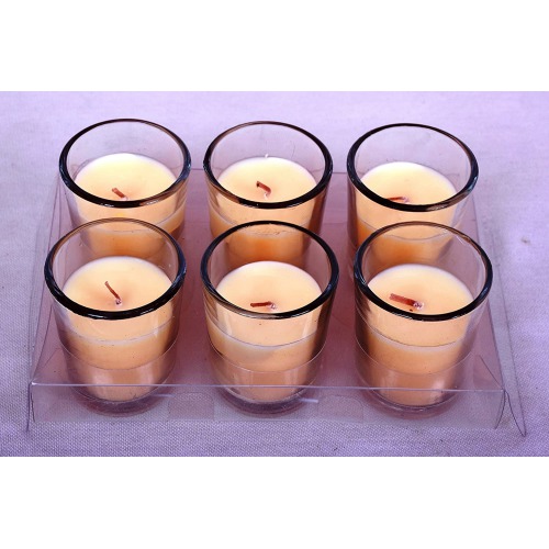 Pan Aromas Votive Glass Candle for Home & Office, Outdoor Decoration- French Vanilla