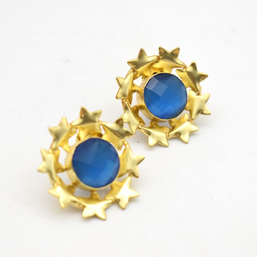 Gold Plated Earring With Blue Crystal For Women | Earring |  Gift For Women's