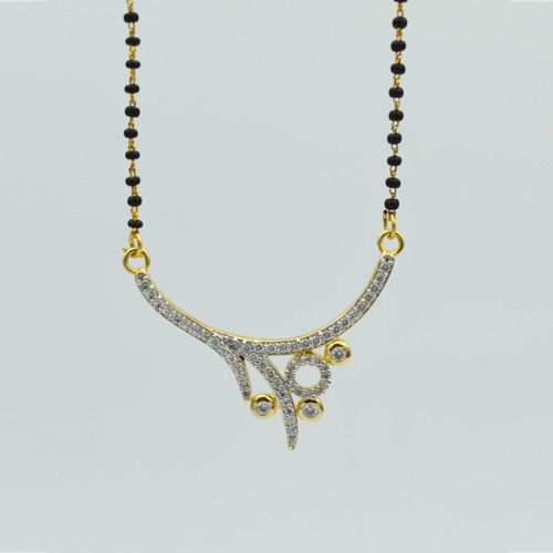 Diamond Pendant with Black Bead Chain Mangalsutra for Women | Mangalsutra For Women