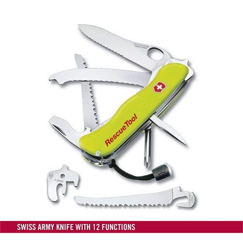 Victorinox Swiss Army Knife | Rescue Tool | 13 Functions DO IT Yourself Champion | Multitool Survival Gadge | Yellow