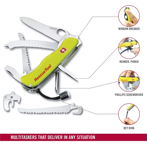 Victorinox Swiss Army Knife | Rescue Tool | 13 Functions DO IT Yourself Champion | Multitool Survival Gadge | Yellow