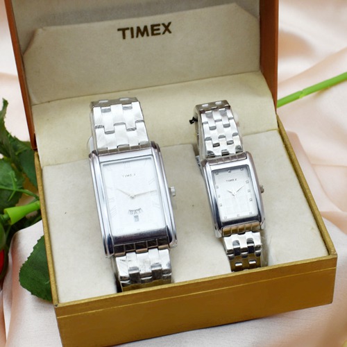 Timex Couple White Dial Silver Stainless Steel |TW00PR205