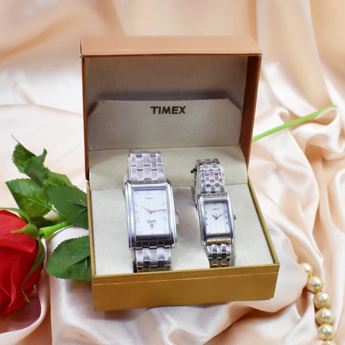 Timex Couple White Dial Silver Stainless Steel |TW00PR205