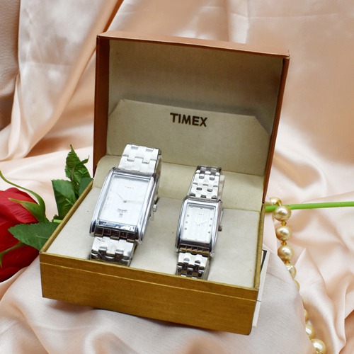 Timex Couple White Dial Silver Stainless Steel |TW00PR205