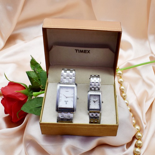 Timex Couple White Dial Silver Stainless Steel |TW00PR205