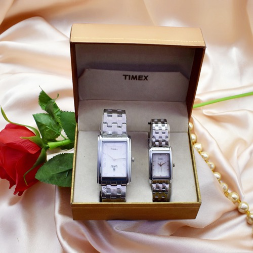 Timex Couple White Dial Silver Stainless Steel |TW00PR205