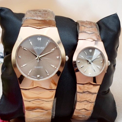 Brown Dial Stainless Steel Strap Couple Watches