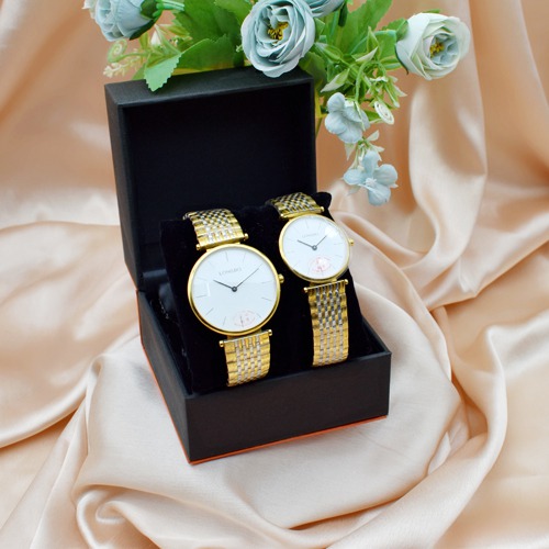 Modern Gold Plated Couple Watch Combo Analogue Unisex Watch