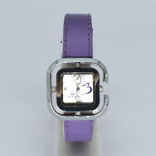 Baywatch Silver Dial Purple Leather Strap Women Watch