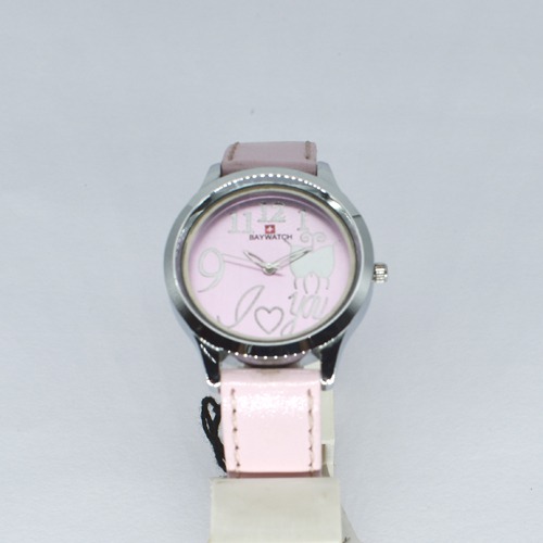 Baywatch Silver Dial Pink Leather Strap Women Watch