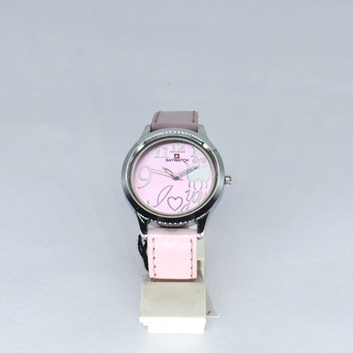 Baywatch Silver Dial Pink Leather Strap Women Watch