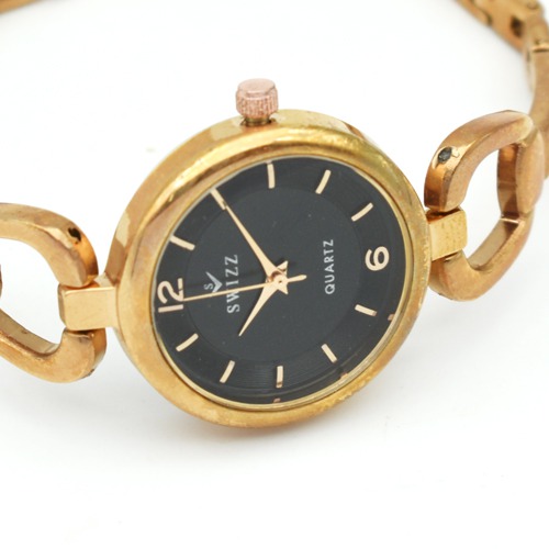 Swizz Black Dial Golden Stainless Steel Women Watch