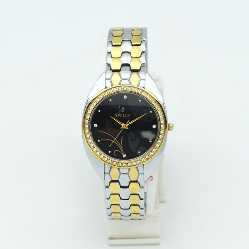 Swizz Black Dial Silver Stainless Steel Strap Women Watch