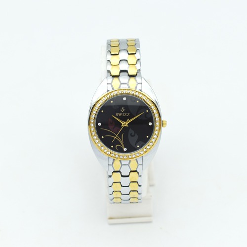 Swizz Black Dial Silver Stainless Steel Strap Women Watch