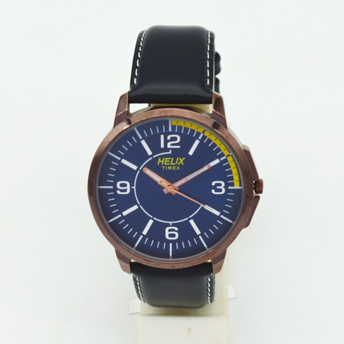 Helix Blue Dial Black Leather Strap  Men's Watch| TW027HG16