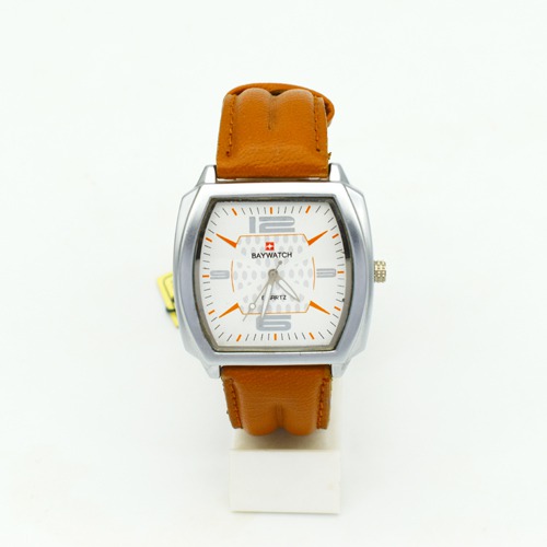 Baywatch White Dial Brown Leather Strap Men's Watch