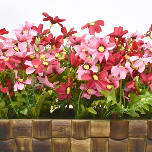 Artificial Daisy Flower Argmtin Rectangle Pot | Plants Fake Plastic Plants for Home Office Desk Room Greenery Decoration