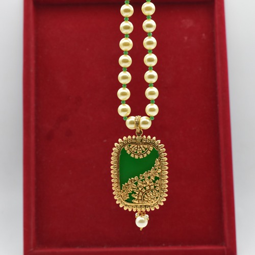 Pearl Neckless With Gold Pendant | Necklace Moti Mala Jewellery Set with Earrings for Women Girls